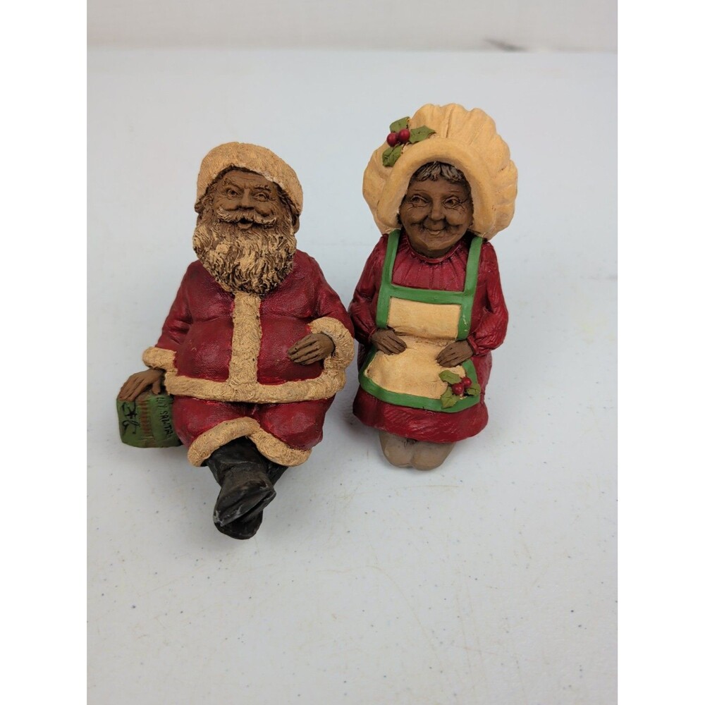 VTG Retired Tom Clark Lil Santa & Lil Belle Santa Shelf Sitter set Signed In INK